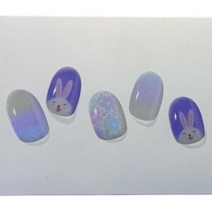 Purple Bunny Easter Gel Nail Strips | Semi‑Cured Gel | 11 PCS | New